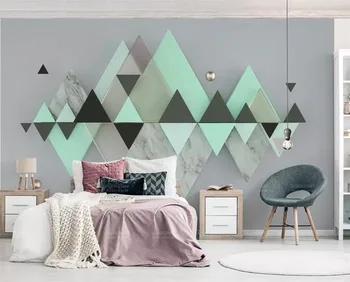 wellyu Пользовательские обои новая 3d фреска обои новый геометрический треугольник мятно-зеленый фон обои для домашнего декора 3d papel de parede