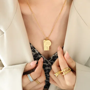 Преувеличенное ожерелье с двойным фирменным тиснением, Индивидуальное Ожерелье-цепочка, французские ювелирные изделия 2023, Новое ожерелье, подарок подруге.