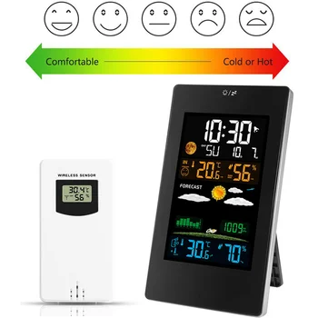 Метеостанция с цветным экраном; Цифровой термометр-гигрометр; будильник; Беспроводной датчик прогноза погоды для помещений и улицы