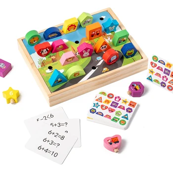 Алгоритм подбора формы животного, деревянные Познавательные Цветные головоломки, Строительные блоки для игрушек Монтессори для 3 + детей.