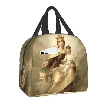 Богоматерь Маунт-Кармель, Изолированная сумка для ланча для женщин, Католическая Дева Мария, Сменный холодильник, Школьный ланч-бокс для термального питания