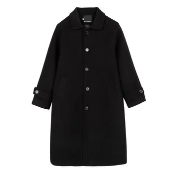 Женские пальто, длинные элегантные однобортные женские тонкие пальто для отдыха, черное универсальное пальто, женское зимнее пальто, куртка, женская