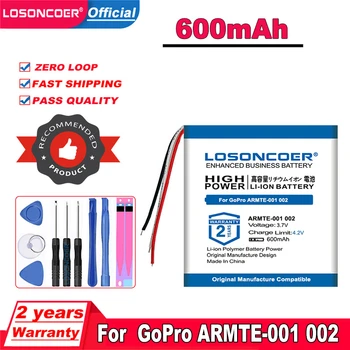 Аккумулятор LOSONCOER емкостью 600 мАч для GoPro ARMTE-001 ARMTE-002 Hero 3 3+ 4 5 HERO3 HERO4 Wi-Fi YD362937P