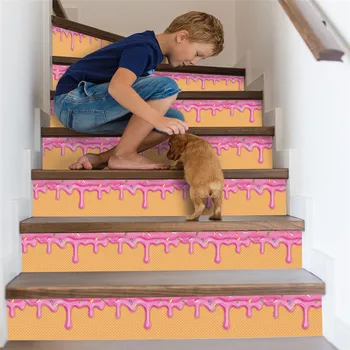 Идея торта с розовым кремом, Декоративные наклейки для лестницы, наклейки для домашнего декора, кафе Escalier Contremarche, Детская тематическая вечеринка