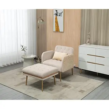 Бархатный шезлонг UPYOOE, Односпальный диван-кресло с оттоманкой, диван-кровать с подставкой для ног, раскладной диван для гостиной, спальни