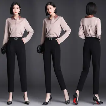 Женские брюки Diamonds Suits 2023, новые Корейские повседневные шаровары с высокой талией, Офисные Женские прямые брюки длиной до щиколоток, T90