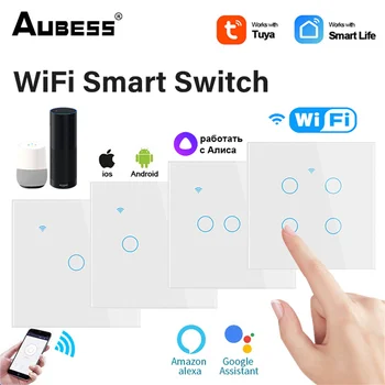 Настенная панель Wi-Fi для Alexa и Google Home Smart Touch Switch Приложение Smart Life Автоматизация умного дома Выключатель нейтрального провода Tuya