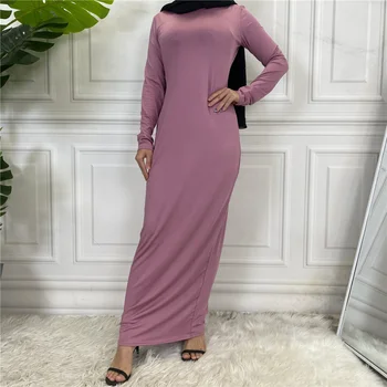 Юбка для леди, новое внутреннее платье, мусульманское повседневное платье для женщин, исламская абая, приталенное внутреннее платье с длинным рукавом, арабское платье