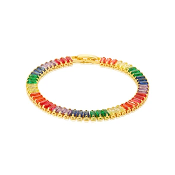Роскошный Цветной теннисный браслет с натуральным камнем для женщин, браслет из циркона с пряжкой, Цепочка из радужных кристаллов, Подарки для дружбы, ювелирные изделия