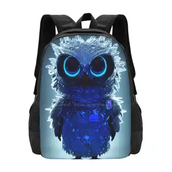 Ice Crystal Baby Owl-Студенческая сумка с 3D-принтом Midjourney, рюкзак с 3D-принтом, студенческая сумка Ice Crystal Baby Owl, хрустальная сова, Совиные вещи, сделанные совой