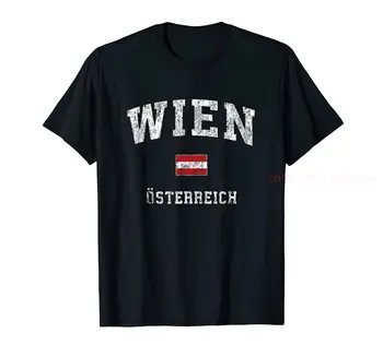 100% Хлопок Вена Австрия Вена Винтажная спортивная футболка с спортивным дизайном Мужские женские футболки унисекс Размер S-6XL