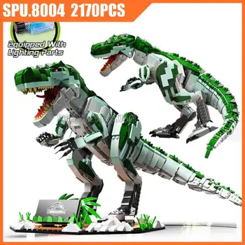 T2010 2170шт Динозавр Юрского периода Тираннозавр Рекс T-rex С легкими Строительными блоками Игрушечный кирпич