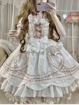 Милое платье Лолиты для девочки, Французское Викторианское Винтажное платье с бантом и оборками, цветы, платья принцессы Каваи, Мягкое свадебное платье сестры Лолиты