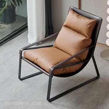 Скандинавское пуховое седло, кожаный шезлонг, простое современное дизайнерское кресло, кожаный диван, кресло для отдыха, кресло для гостиной