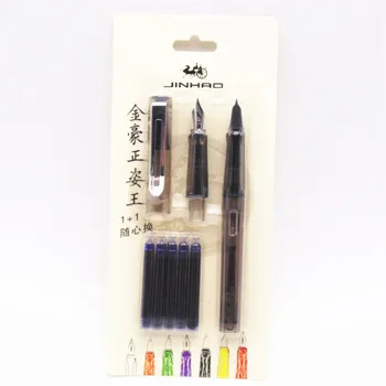 5шт Синие чернила Jinhao 599 Прозрачный Черный 2шт Перьевая ручка средней толщины для занятий каллиграфией для студентов Новый список