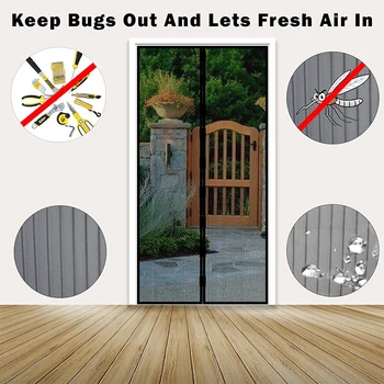 100x210 см Магнитная дверная занавеска Сетка для защиты двери от комаров, насекомых, мух, занавесок, автоматическое закрывание двери