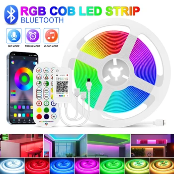 24V RGB COB LED Strip Lights 840LEDs/m Клейкая Лента Дистанционного/Bluetooth/Wifi Управления Светодиодной Лентой Для Украшения Подсветки кухни