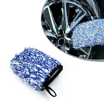 Утолщающая Двусторонняя перчатка для мытья колес из микрофибры, мягкие длинные волосы, карманные перчатки для мойки автомобилей, инструмент для чистки