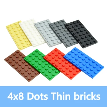 10ШТ строительных блоков DIY 4 * 8 точек Тонкие фигурки Кирпичи 4x8 точек Обучающие творческие детали, совместимые с игрушкой 3035 для Leduo