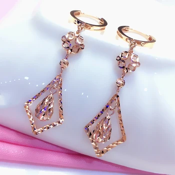 Серьги-капли из фиолетового золота 585 пробы 14K из розового золота для женщин, классические легкие роскошные изысканные свадебные украшения высокого качества для подруги