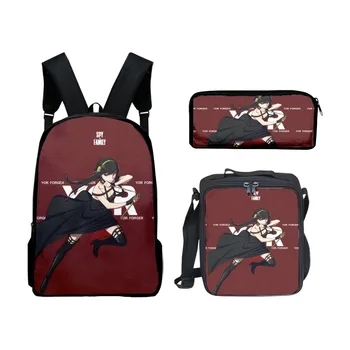 Мода Аниме Spy X Family Anya Forger 3D принт 3 шт./компл. Школьные сумки для учеников, рюкзак для ноутбука, сумка для ланча, пенал