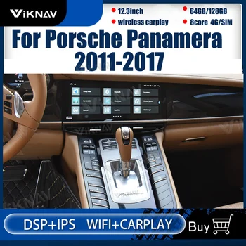 Автомагнитола 128G для Porsche Panam 2010-2016 Android 12 с синим подсветкой мультимедийного плеера GPS-навигации DVD Авто Стерео Carplay
