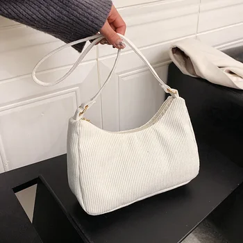 Женская сумка 2023 Трендовая ретро-вельветовая однотонная сумка через плечо подмышками, маленькие сумочки на каждый день, роскошные женские брендовые сумки