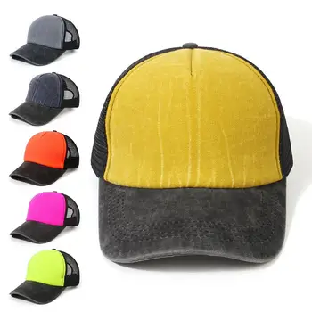 Уличная сетчатая бейсболка в стиле хип-хоп, регулируемая бейсболка, кепка дальнобойщика, потертая бейсболка Snapback Hat