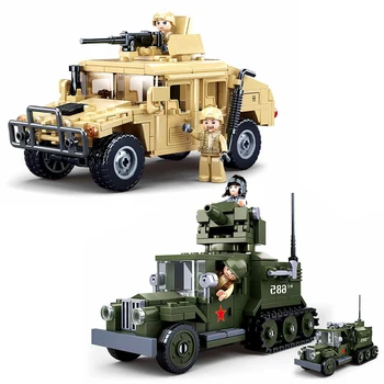 Sluban WW2 Военный Hummer H2 Армейская штурмовая машина, модель строительного блока, Классика, оружие Мировой войны, автомобиль, кирпич, Игрушка для друга, подарок