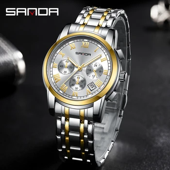 SANDA Лидирующий бренд, роскошные мужские часы, водонепроницаемые модные наручные часы для деловых мужчин, кварцевые часы Relogio Masculino 7003
