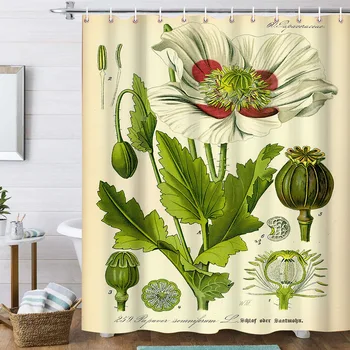 3D Занавеска для душа в скандинавском стиле с цветами в стиле Ретро, Зеленые Листья растений, Водонепроницаемые Аксессуары для ванной комнаты из полиэстера, Занавеска для ванны, Декор экрана