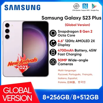 Samsung Galaxy S23 Plus 2023 года выпуска, разблокированный 5G Snapdragon 8 Gen2, 120 Гц, AMOLED 2X Дисплей, Android 13