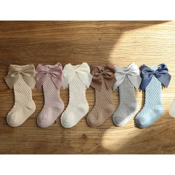 FOCUSNORM, 6 Цветов, Сетчатые Носки для маленьких девочек, Дышащие Летние Носки с бантиком в милом стиле, от 0 до 5 лет